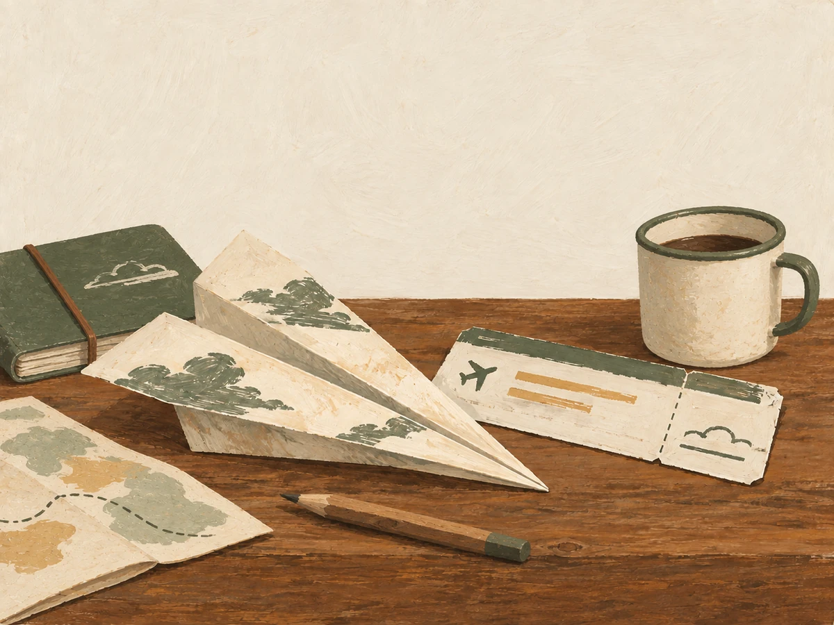 Airplanes word search — painted illustration