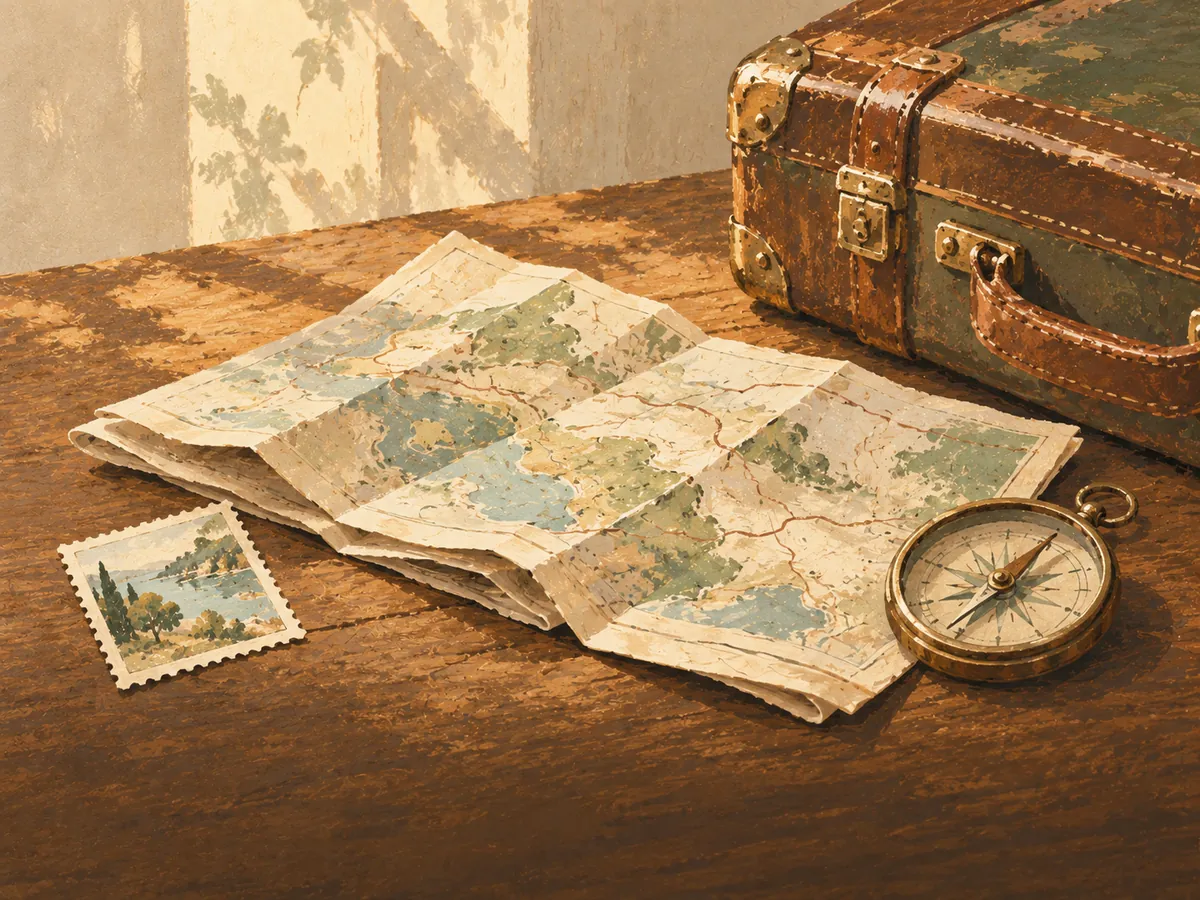 American History word search — painted illustration of an open history book, a quill and a folded parchment map