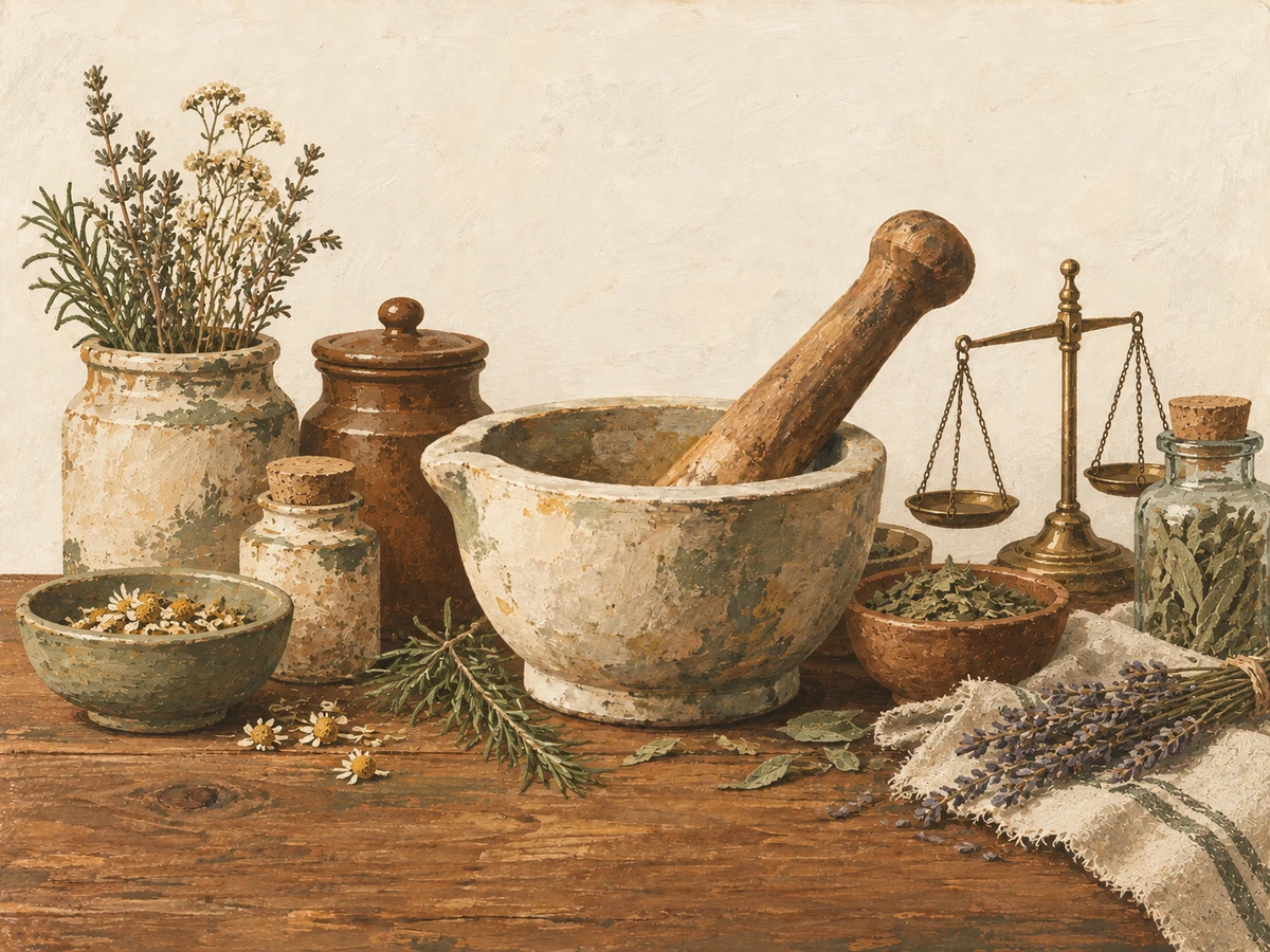 Apothecary word search — painted illustration