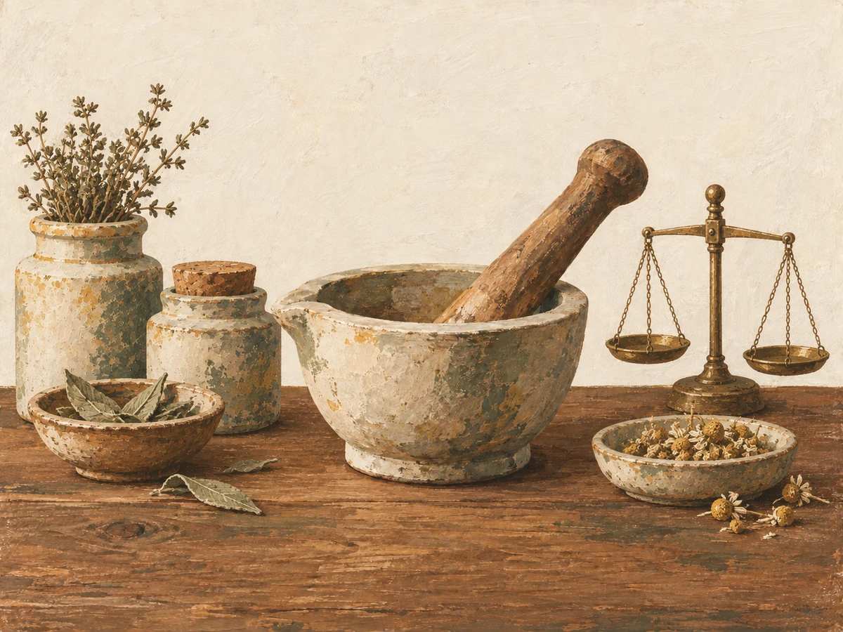 Apothecary word search — painted illustration