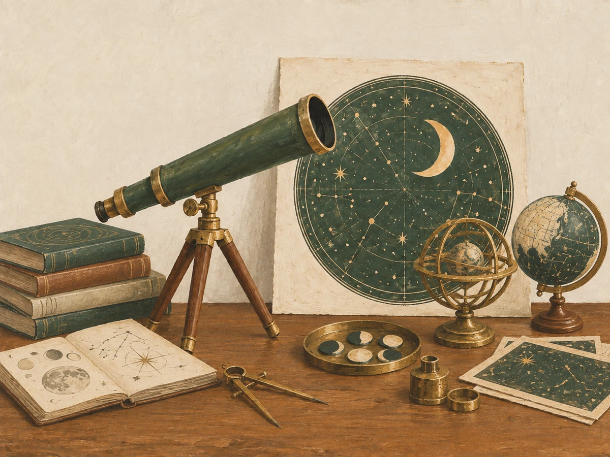 Astronomy word search — painted illustration