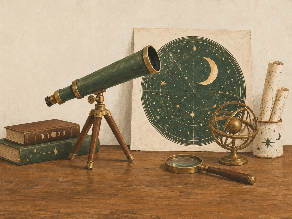 Astronomy word search — painted illustration