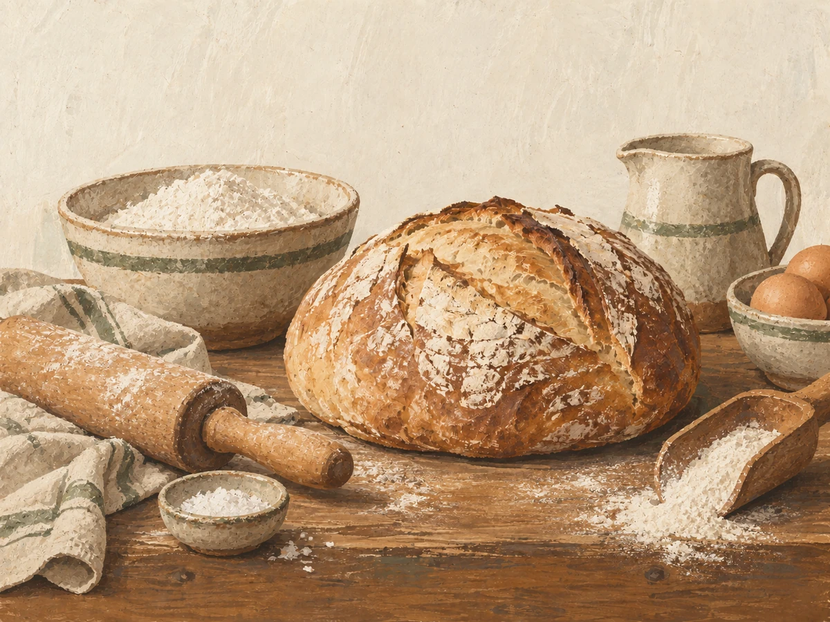 Baking word search — painted illustration