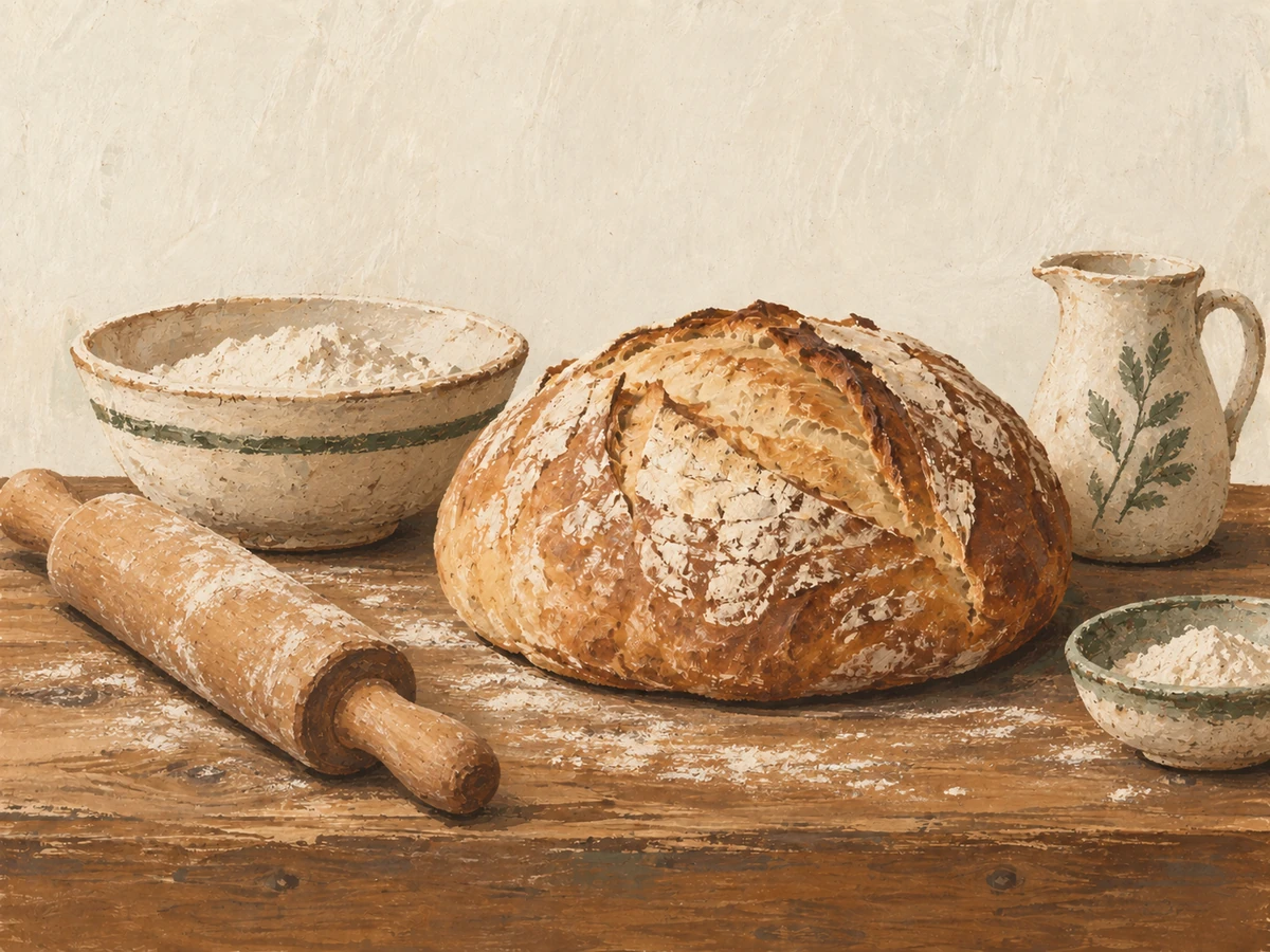 Baking word search — painted illustration