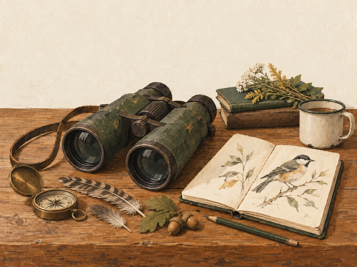 Birdwatching word search — painted illustration