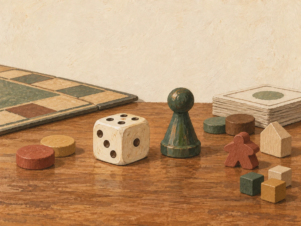 Board Games word search — painted illustration