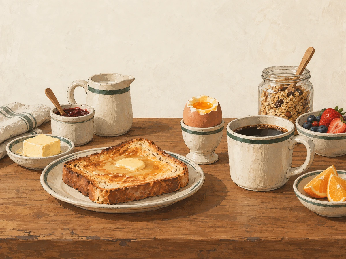 Breakfast word search — painted illustration