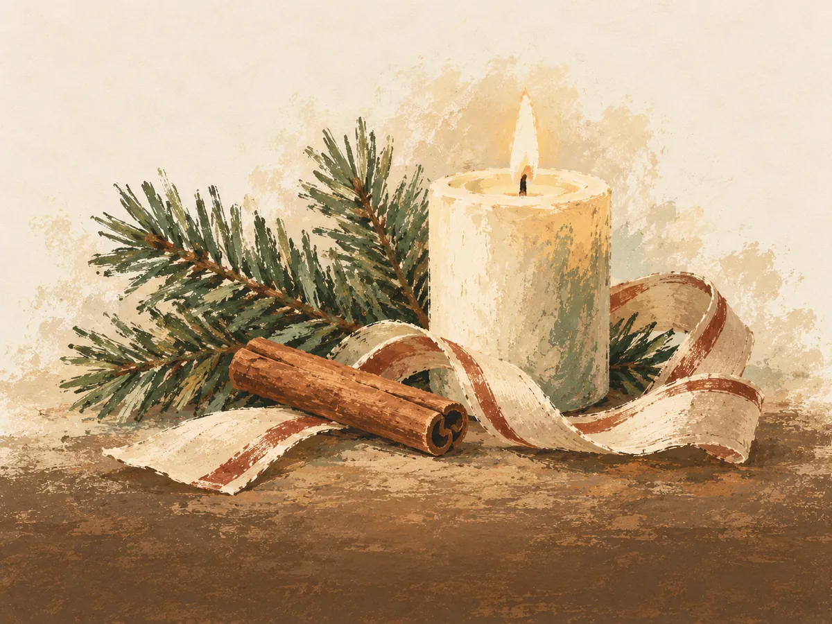Winter word search — painted illustration of a mug of cocoa, wool mittens and pine beside a frosted window